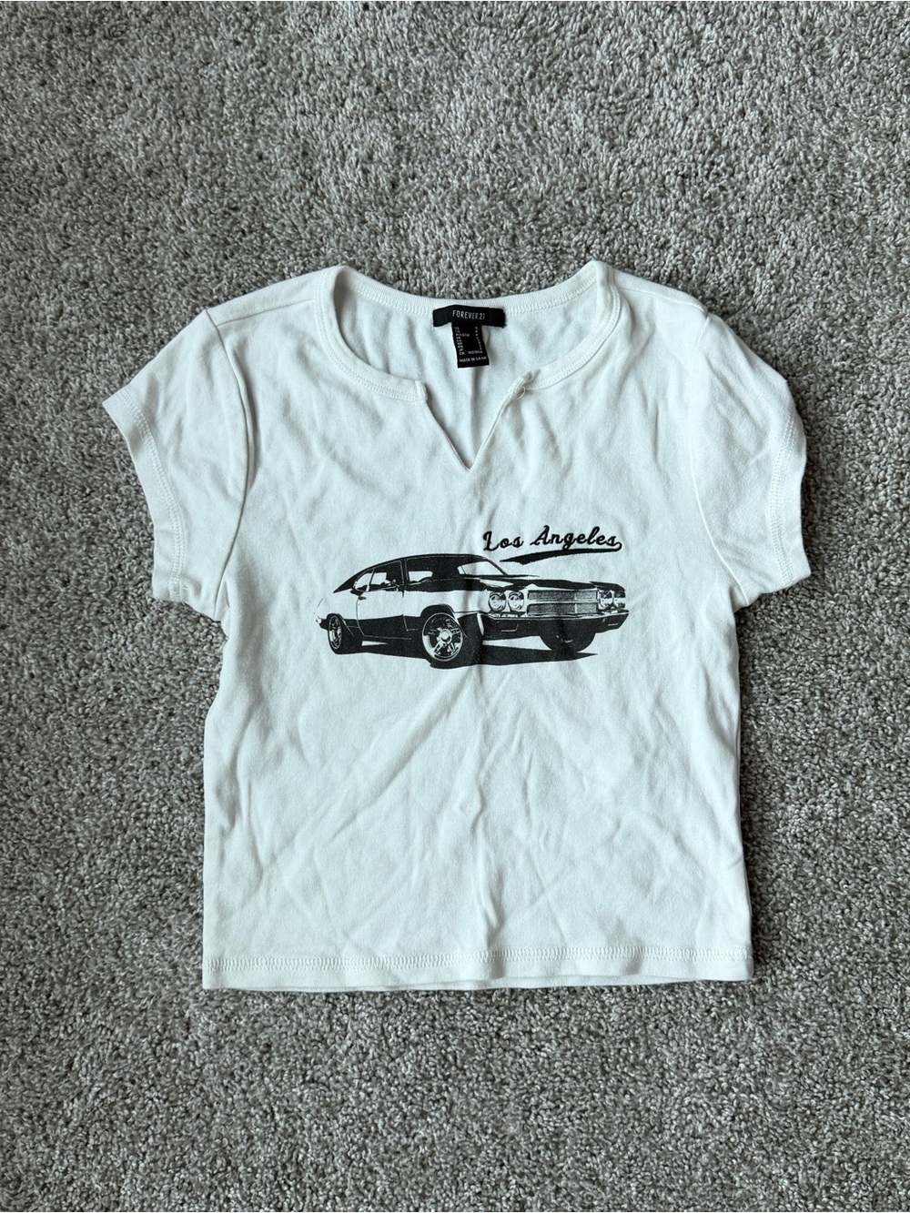 Forever 21 White Short-Sleeve 'Los Angeles' Car Graphic Tee